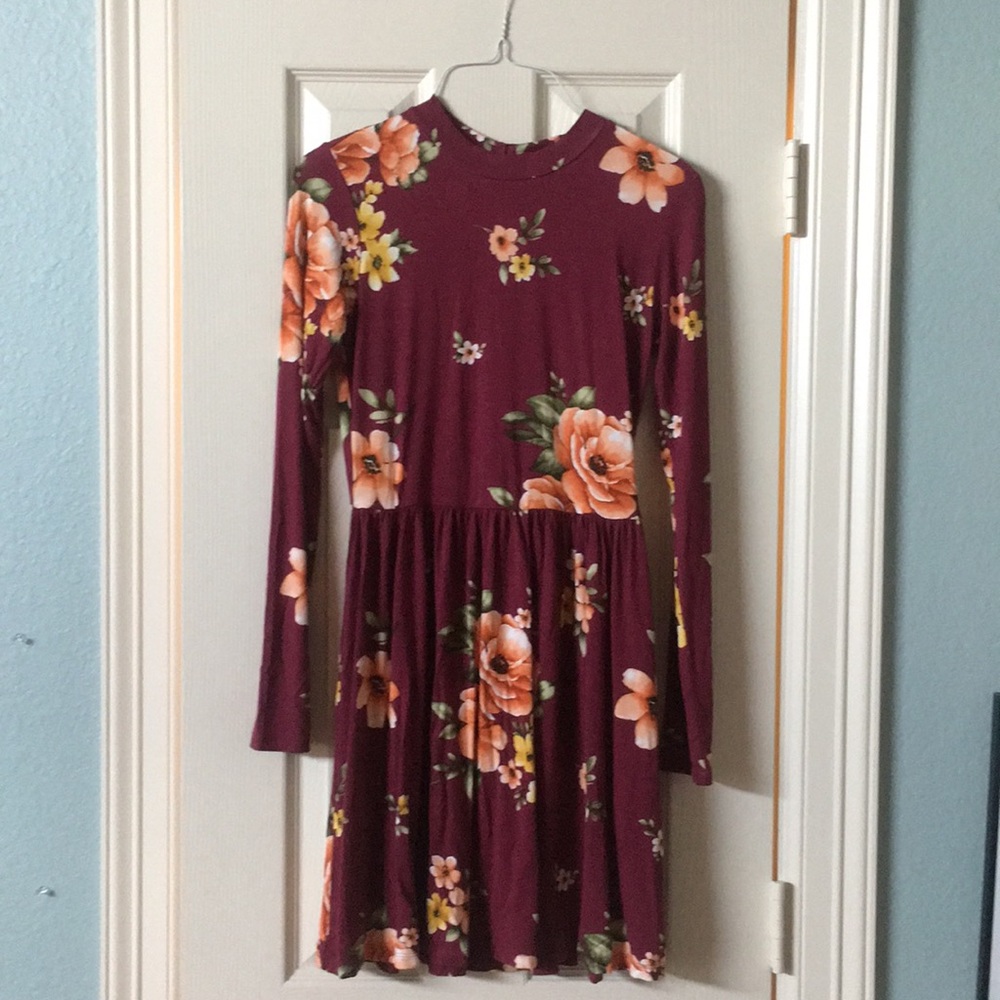 Maroon floral dress